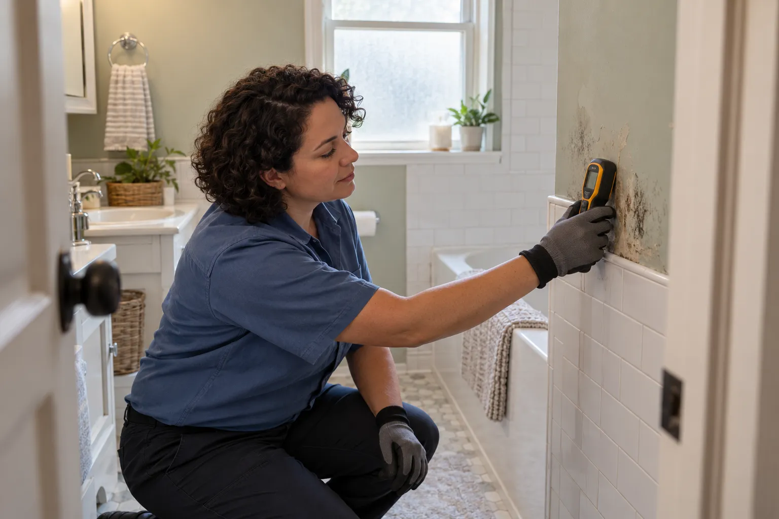 Mold remediation provider inspecting a home in Lakewood